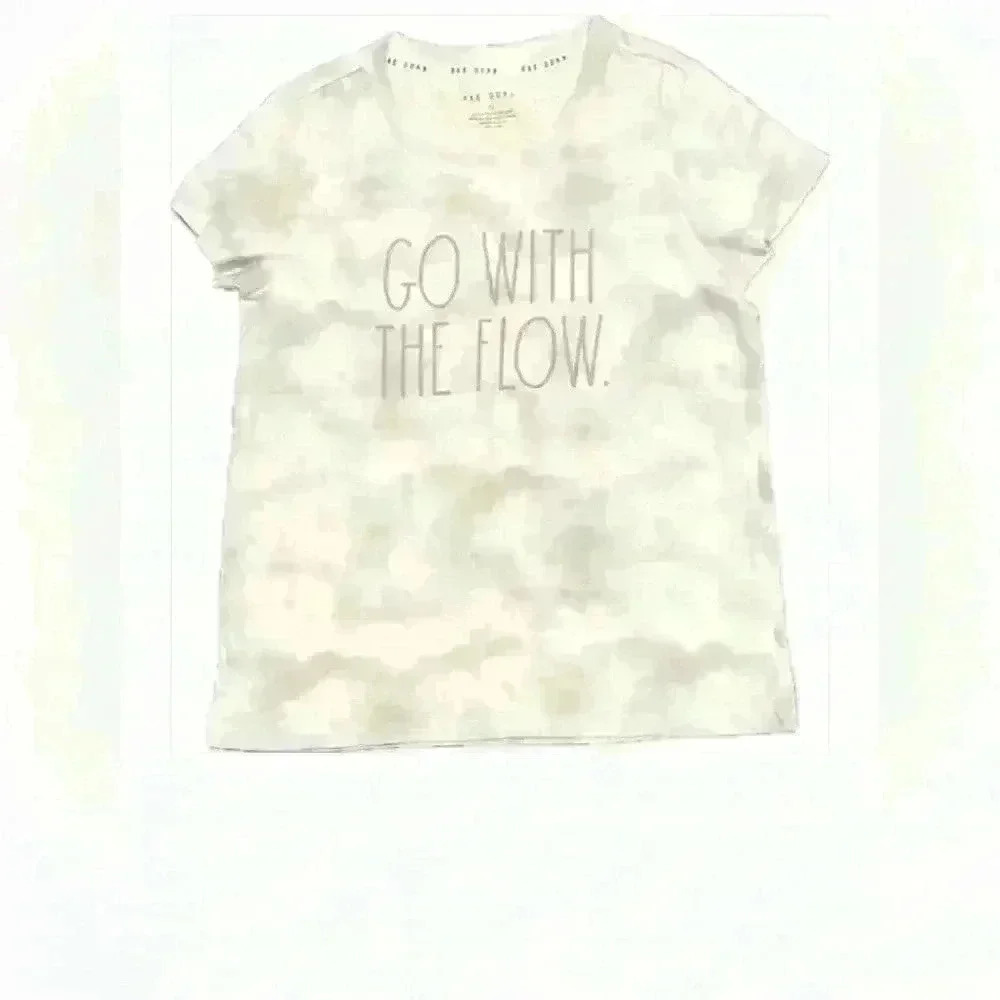 Rae Dunn New Look White Tie-Dye Short Sleeve Tee Go With The Flow